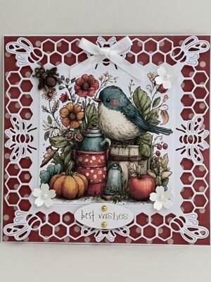All Occasion Handmade 3D Card Topper - Farm Bird, Pumpkin, Bees