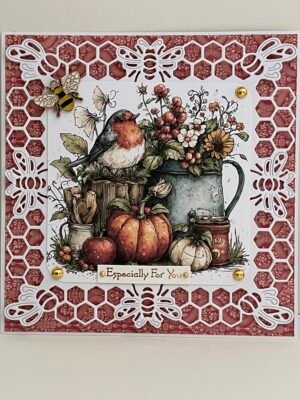 All Occasion 3D Handmade Card Topper - Rustic Red Robin - Pumpkins
